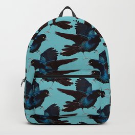 Grackle Swarm in Turquoise Blue by Foxy Backpack