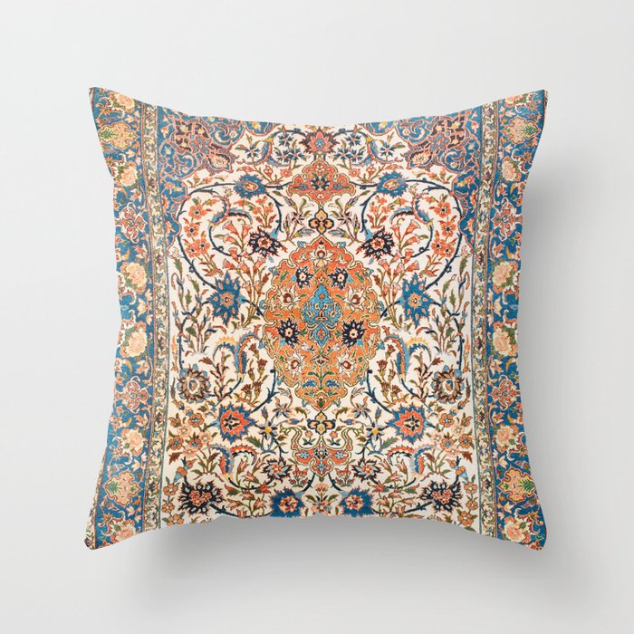 Isfahan Antique Central Persian Carpet Print Throw Pillow By