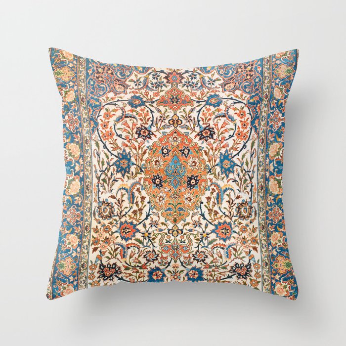 Isfahan Antique Central Persian Carpet Print Throw Pillow