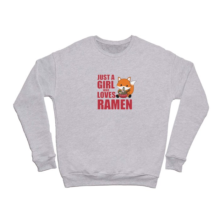 Ramen Japanese Noodle Cute Fox Eats Ramen Crewneck Sweatshirt