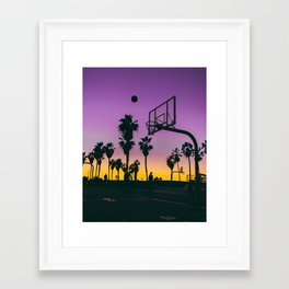 Los Angeles Purple and Gold Sunset Venice Beach Basketball Court Framed Art Print