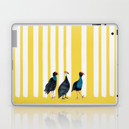 Three Birds Walking - Blue and Yellow Laptop Skin