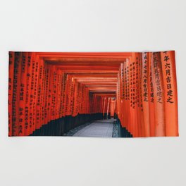  Japanese  Orange Fushimi inari Trail, Kyōto-shi Beach Towel