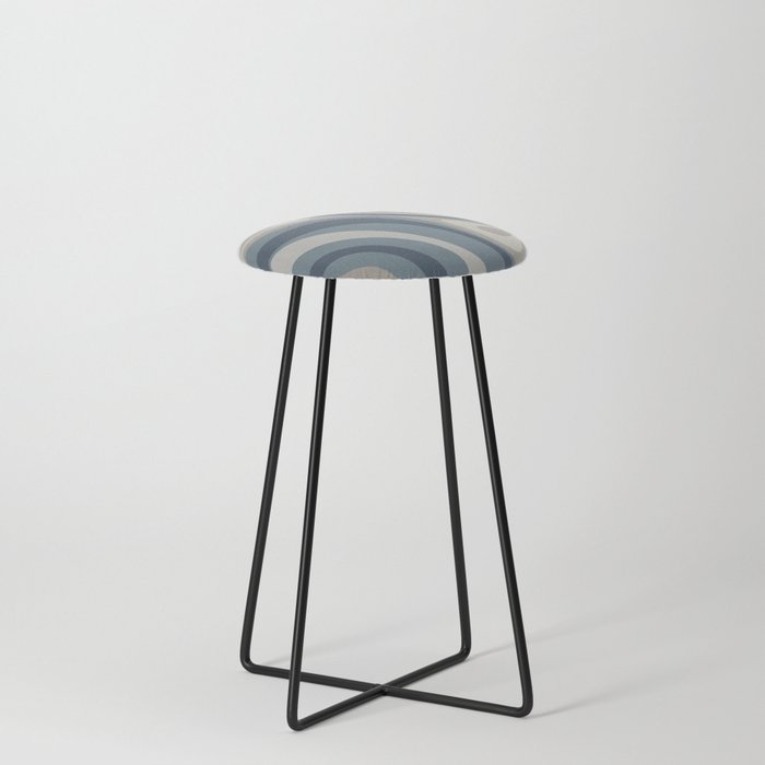 New Groove Retro Swirl Abstract Pattern in Neutral Blue Grey Tones Counter Stool