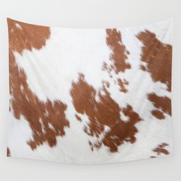 Minimal Brown Cowhide, Cow Skin Print Pattern Wall Tapestry