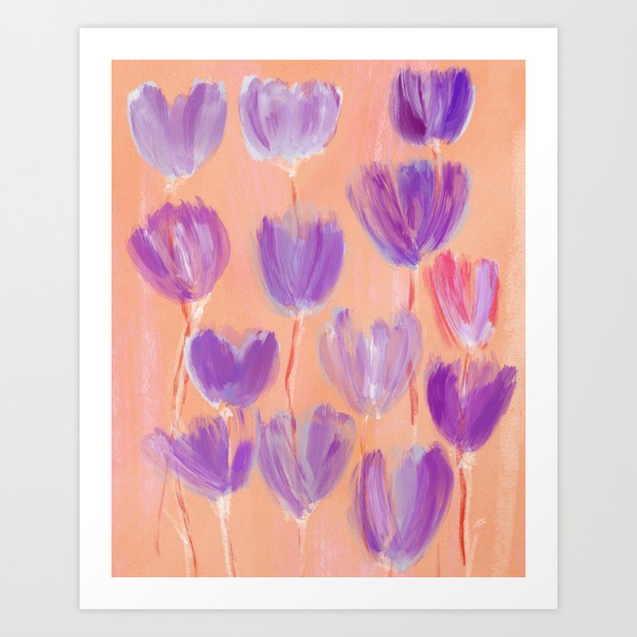 Purple Tulips | Abstract Painting Art Print