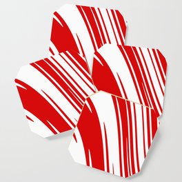 Candy Cane Christmas Red & White Stripes Abstract Pattern Design  Coaster