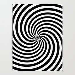Black And White Op Art Spiral Poster
