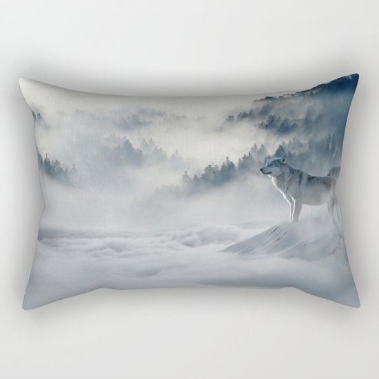 Wolves Among the Snowcaped Mountain Rectangular Pillow