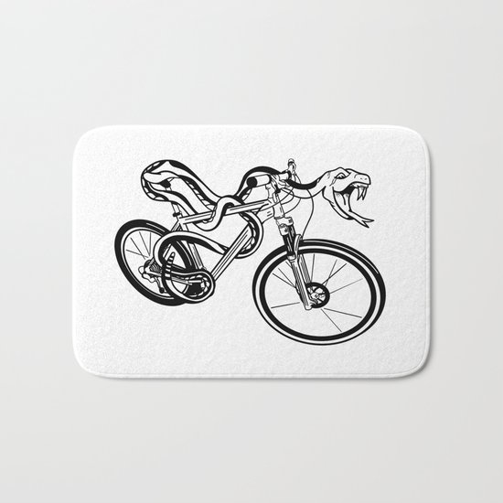 Snake Riding A Mountain Bike Bath Mat