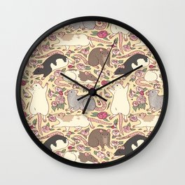 Rats & Peonies Wall Clock