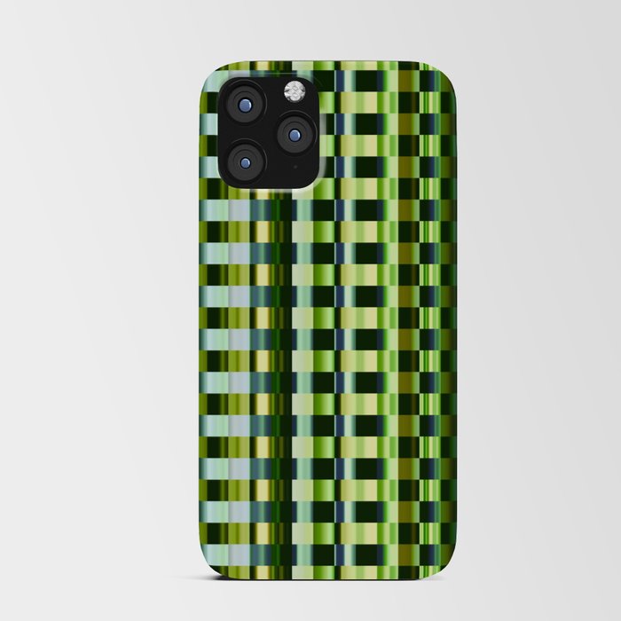 Light Green Geometric Check Pattern iPhone Card Case