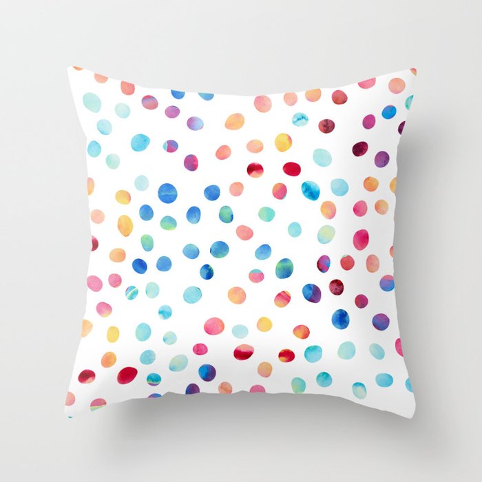 Singularity in Color, Abstract Polka Dots Speckles Texture, Cute Chic Eclectic Beans Pattern Throw Pillow