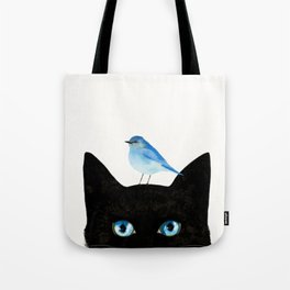 Cat and Bird Tote Bag