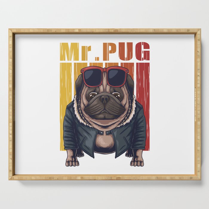 Funny Mr. Pug Dog Serving Tray