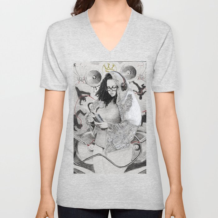 Holy Mother of HipHop Blessed Be Thy Beats. V Neck T Shirt