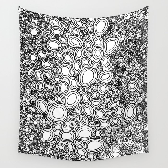 Authentic Aboriginal Art Black and White Wall Tapestry by Hogarth Arts Authentic Aboriginal Art Society6