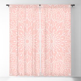 White Mandala Pattern on Rose Pink Blackout Curtain