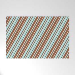 [ Thumbnail: Sienna and Turquoise Colored Lines Pattern Welcome Mat ]
