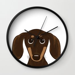 Chocolate Dachshund | Cute Cartoon Wiener Dog Wall Clock