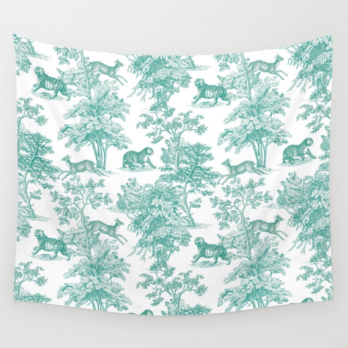 Teal and white tapestry clearance