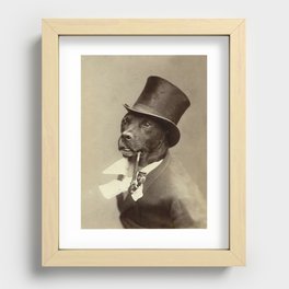 Dog in top hat with pipe vintage  Recessed Framed Print
