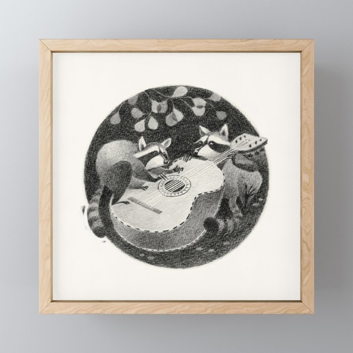 harmony - racoon Framed Mini Art Print