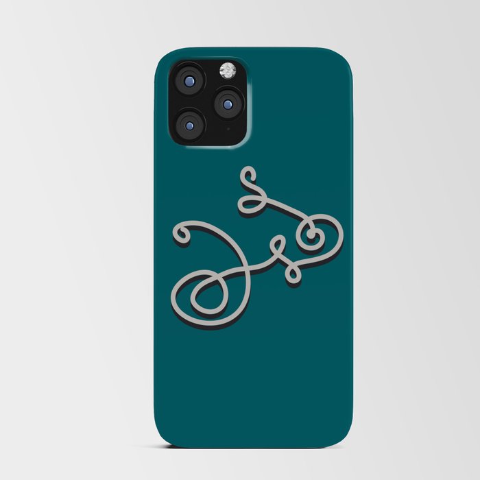 Wiggly Bicycle, Strong Teal iPhone Card Case
