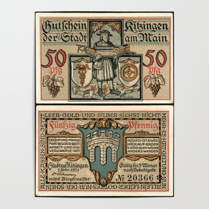 Kitzingen 50 Pfennig 1921 Poster