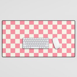 Pink Checkered Pattern Desk Mat