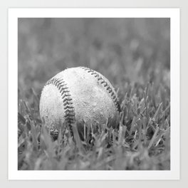 Baseball Grass Ground black & white Graphic #baseball #sports Art Print