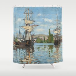 Monet - Ships Riding on The Seine 1872 Shower Curtain
