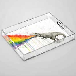 T-Rex Dinosaur Vomits Rainbow Acrylic Tray