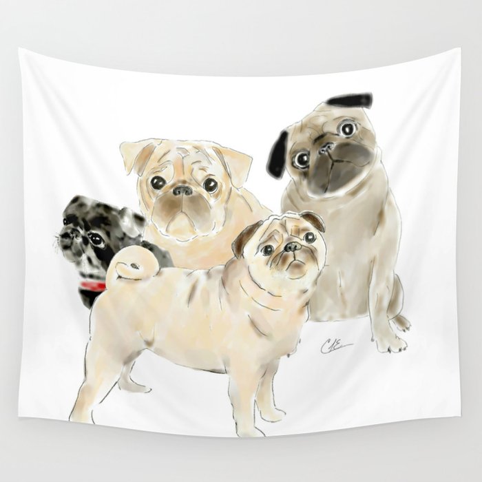 Pug Dogs Pugs Wall Tapestry