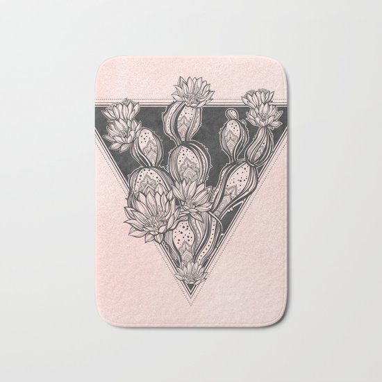 Cactus Rose - Blush Pink and Black Bath Mat