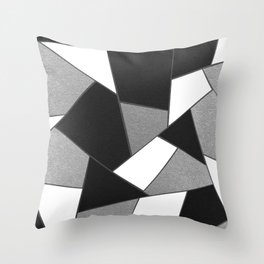 Silver Gray Black White Geometric Glam #1 #geo #decor #art #society6 Throw Pillow