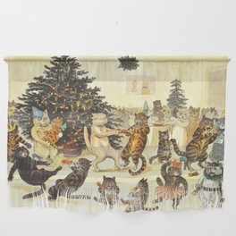 'Christmas Party Cats' by Louis Wain Vintage Cat Art Wall Hanging