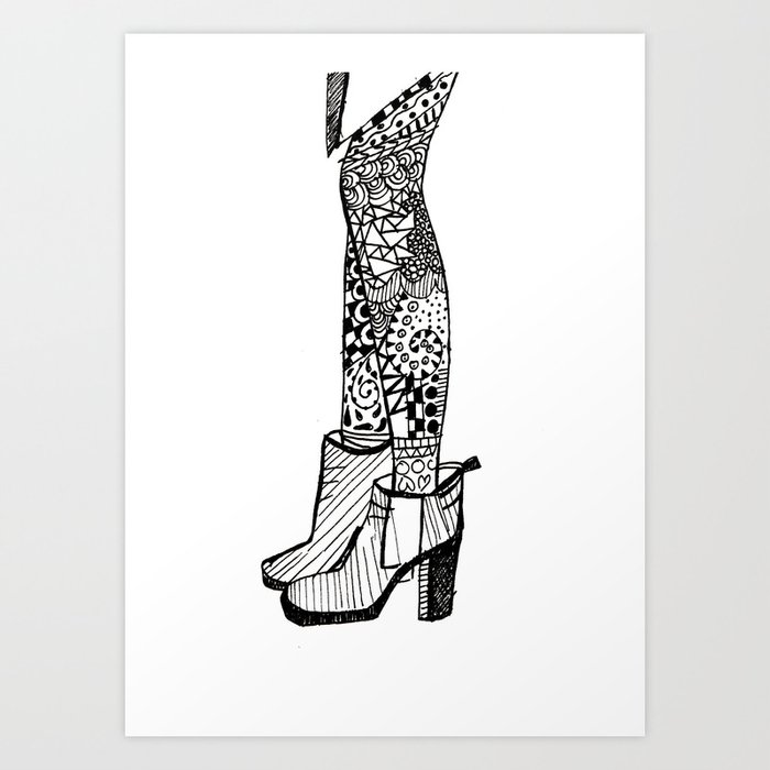 Doodle Boots Art Print