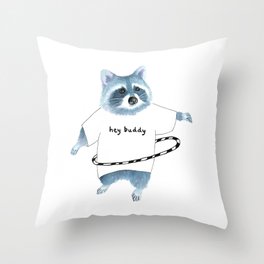 Hula Hoop Raccoon Throw Pillow