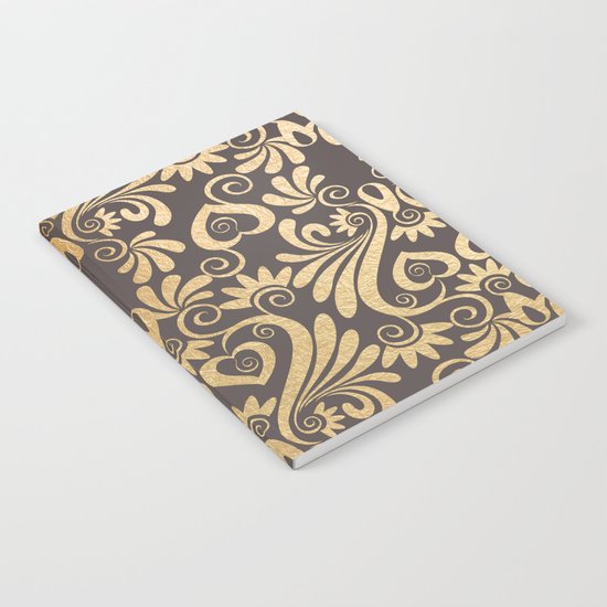 Gold swirls damask #5 Notebook