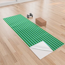 [ Thumbnail: Turquoise & Green Colored Striped Pattern Yoga Towel ]