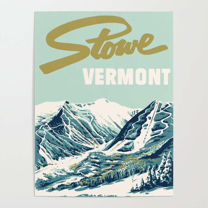 2021 Ski Stowe Vermont Vintage Poster  Poster