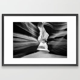 Shadows and Textures - Antelope Canyon In Black And White Framed Art Print