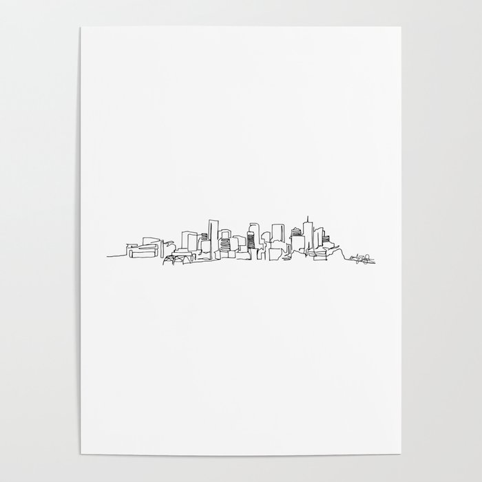 Denver Skyline Drawing Poster