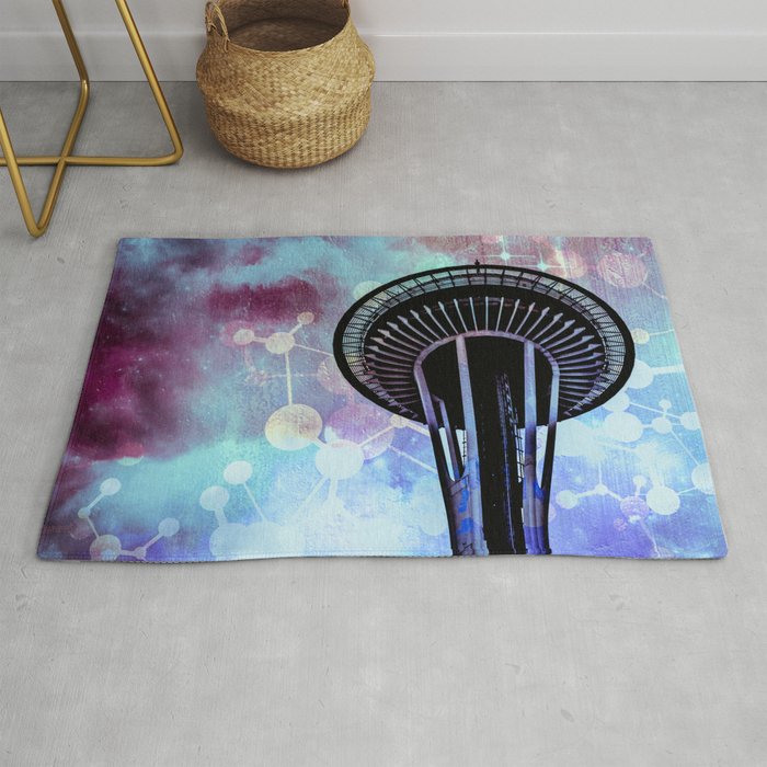 Space Needle - Seattle Stars Clouds Fog Rug