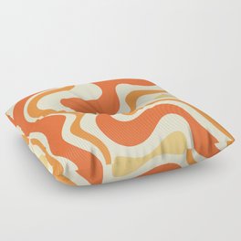 Tangerine Liquid Swirl Retro Abstract Pattern Floor Pillow