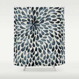 black and blue flower pattern Shower Curtain