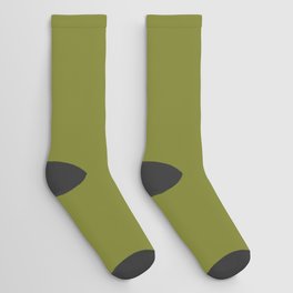 Dark Green-Brown Solid Color Pantone Golden Cypress 18-0537 TCX Shades of Green Hues Socks