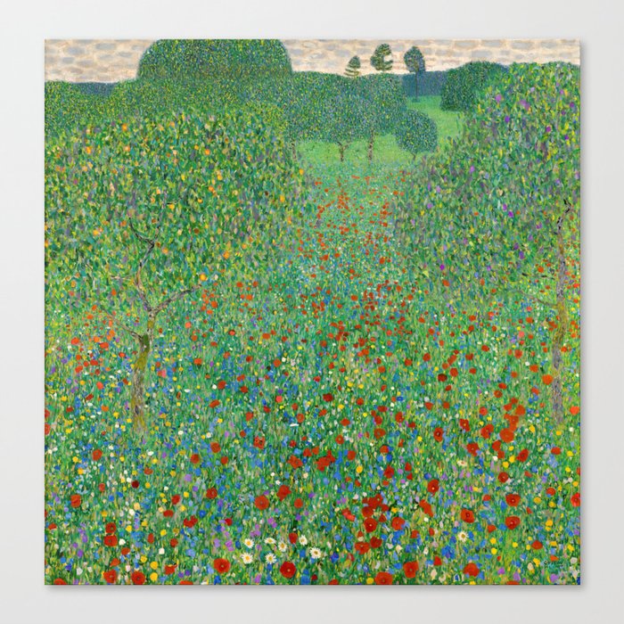 Gustav Klimt - Poppy Field Canvas Print