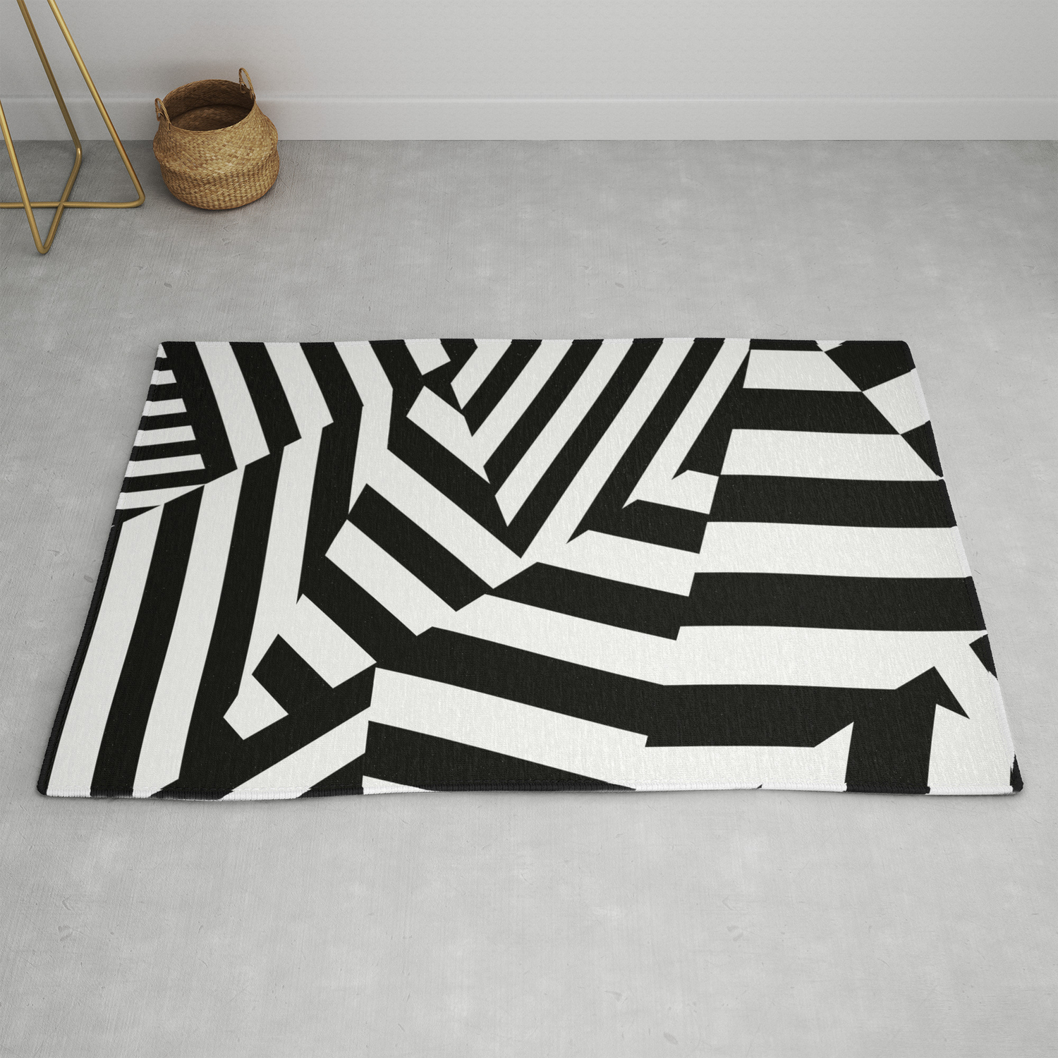 Radar Asdic Black And White Graphic Dazzle Camouflage Rug By Kristiandard Radar Asdic Black And White Graphic Dazzle Camouflage Rug By Kristiandard